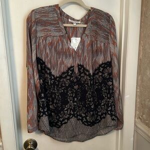 Black Rainn Long Sleeve Blouse Size XL NWT